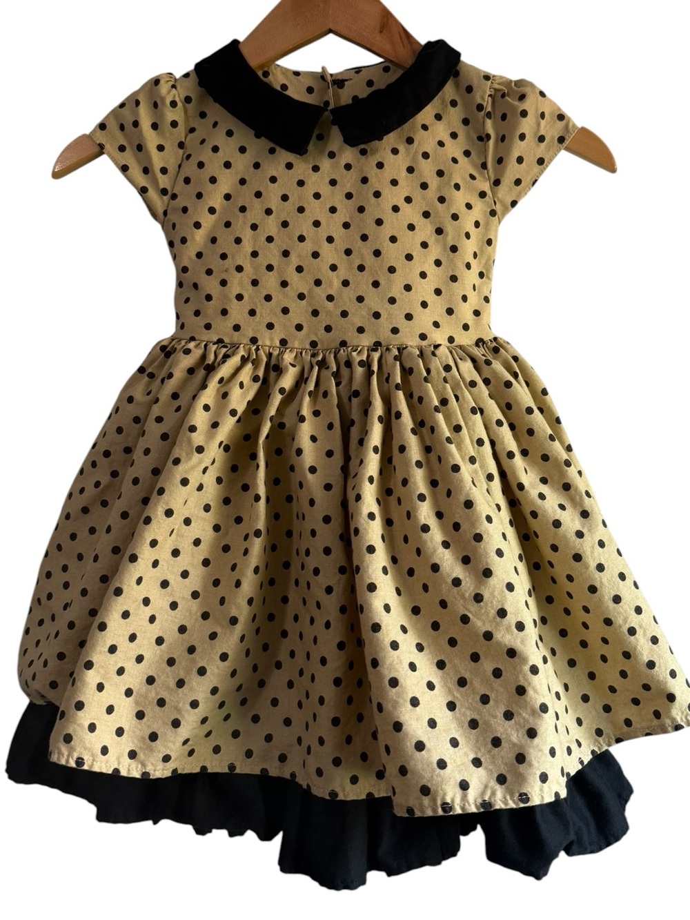 Persnickety Girls Tan Polka Dot Peter Pan Collar Dress‎ Size 4  USA Josephine